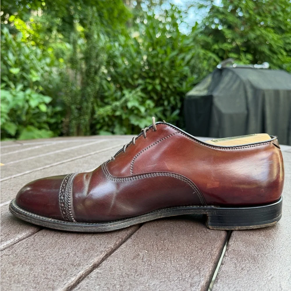 Alden Men's Burgundy/Brown Cap-Toe Blucher Oxfords